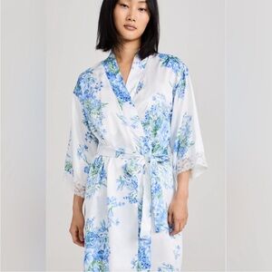 Flora Nikrooz Blue Floral Women's Kimono Robe - Sabrina